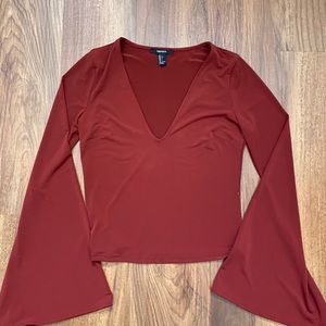 Forever 21 maroon bell-sleeved top